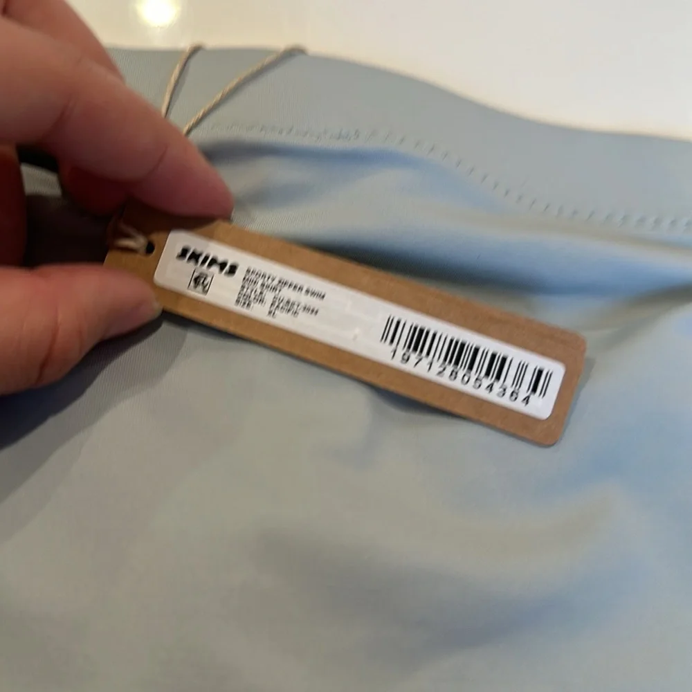 Skims XL Sporty Zipper Swim Mini Skirt pacific blue NWT